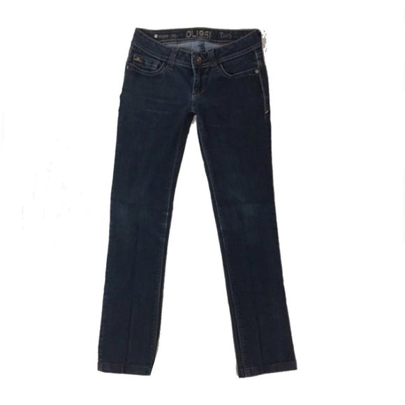 DL1961‎ Jeans Womens 0 24" Tory Slim Straight Crop Dark Wash Whiskering Low Rise - Picture 1 of 7